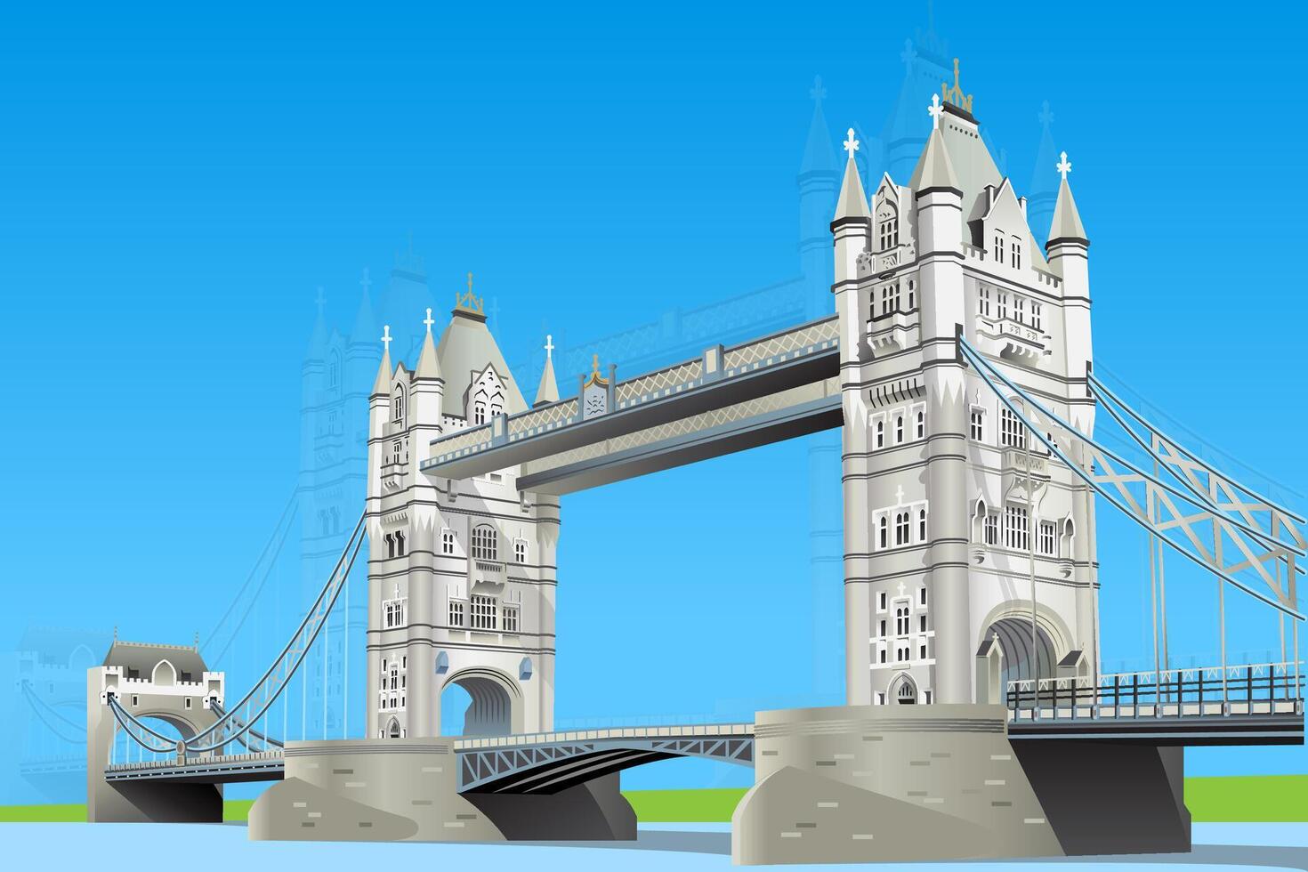Illustration of Tower Bridge in England. vector