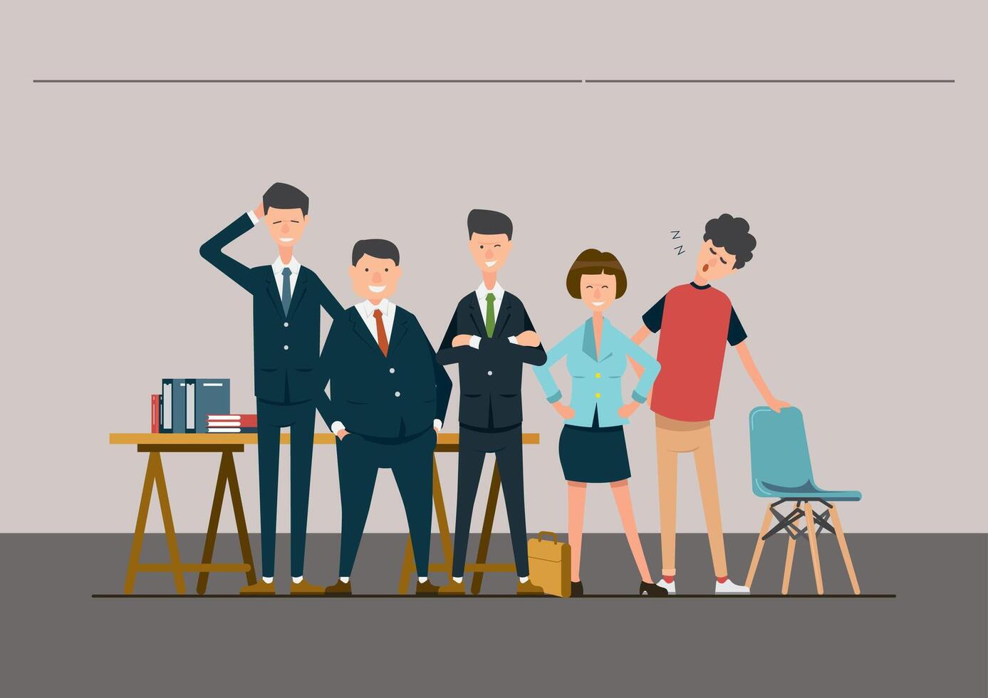Illustration of office workers in each department vector