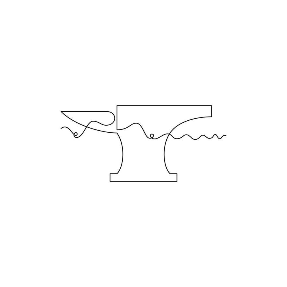 one line art anvil illustration. line art, one continuous line, simple, hand drawn and sketch style. for icons, symbols, signs or logos vector