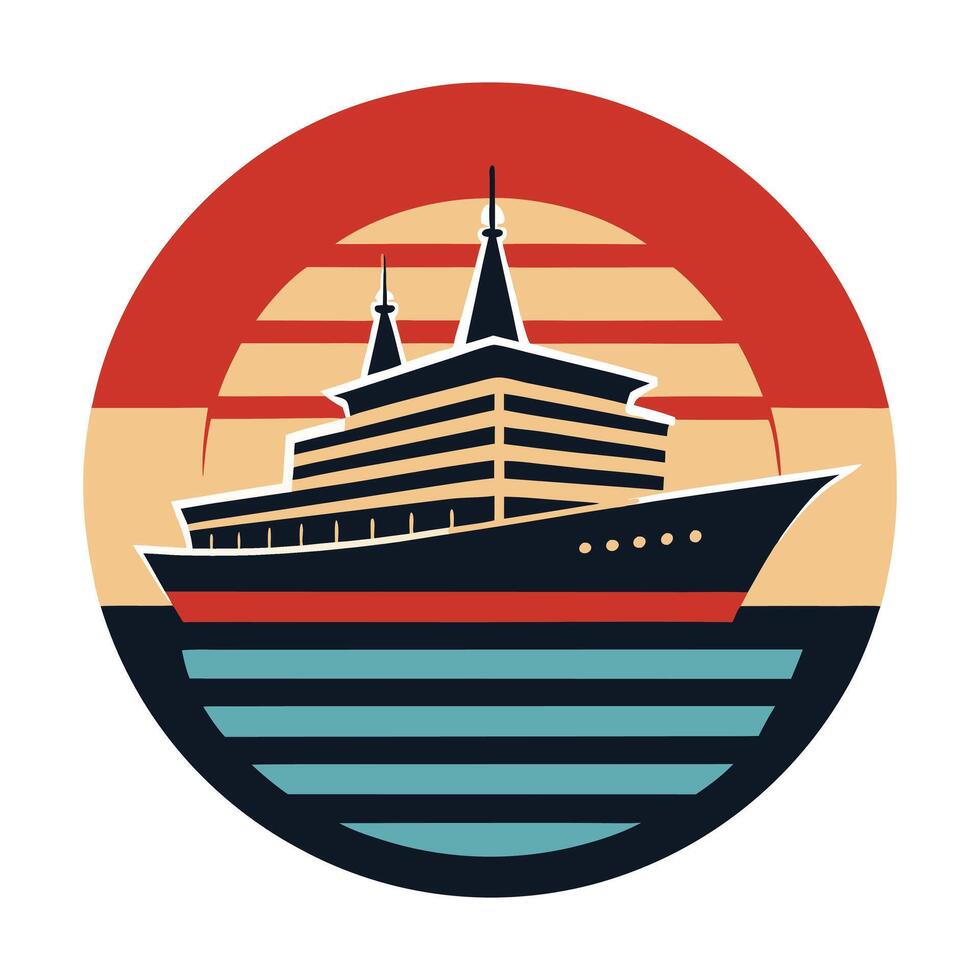 retro vintage ship tshirt design, Cruise Ship T-shirt Design vector