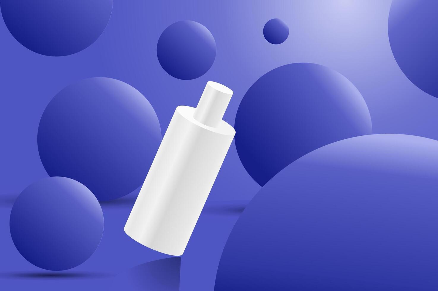 Realistic 3D product background purple bubbles or balls. Illustration display for cosmetic or beauty product vector