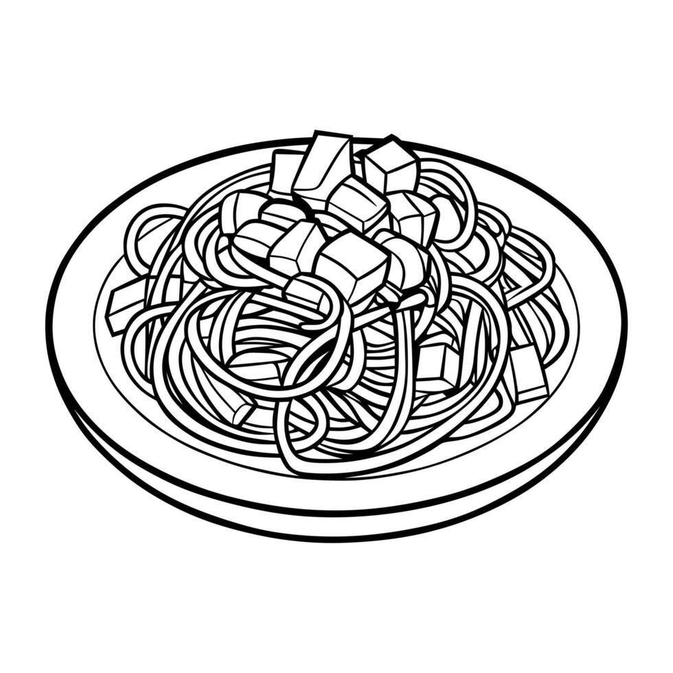 Jajangmyeon Line Art Illustration vector