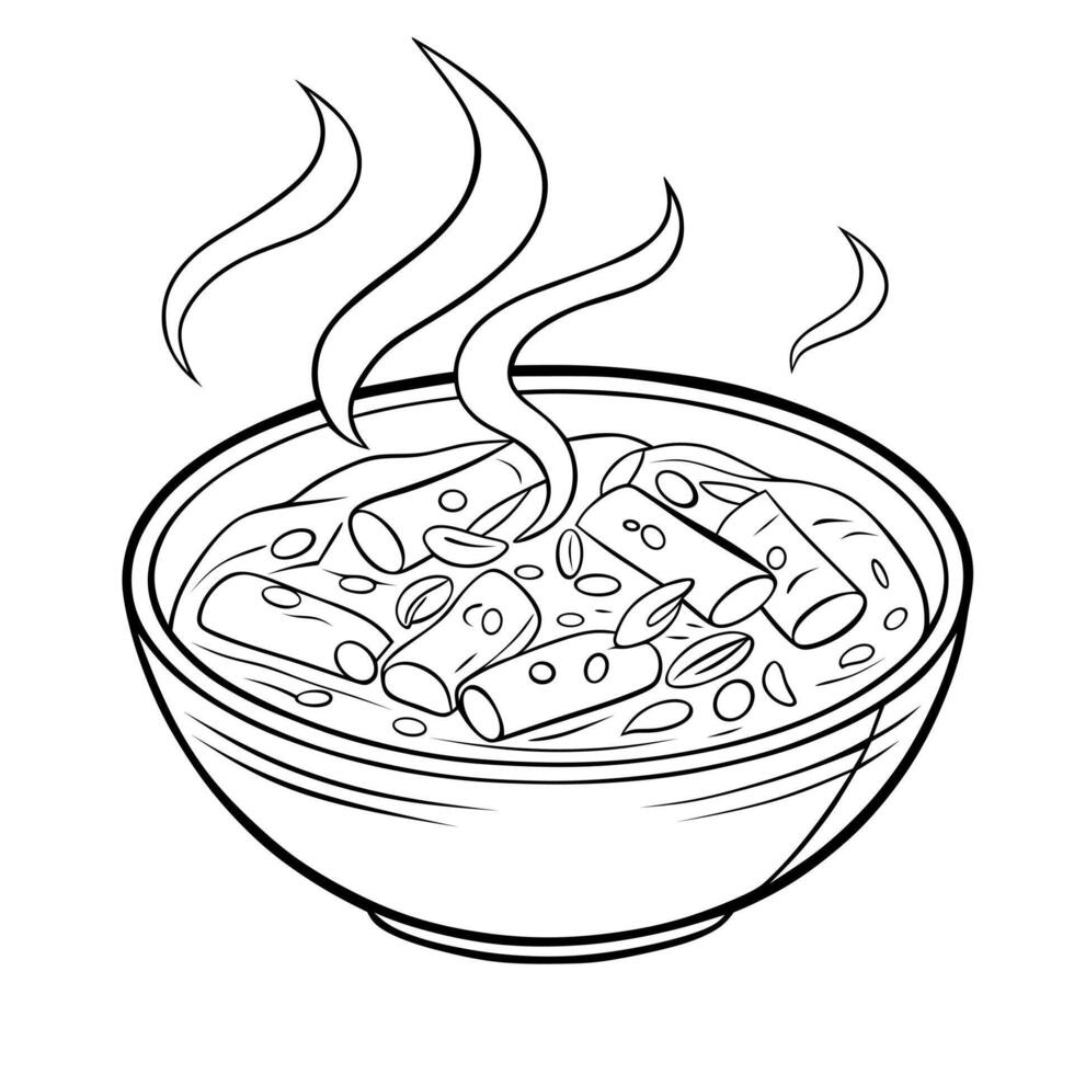 Tteokbokki Line Art Korean Street Food vector