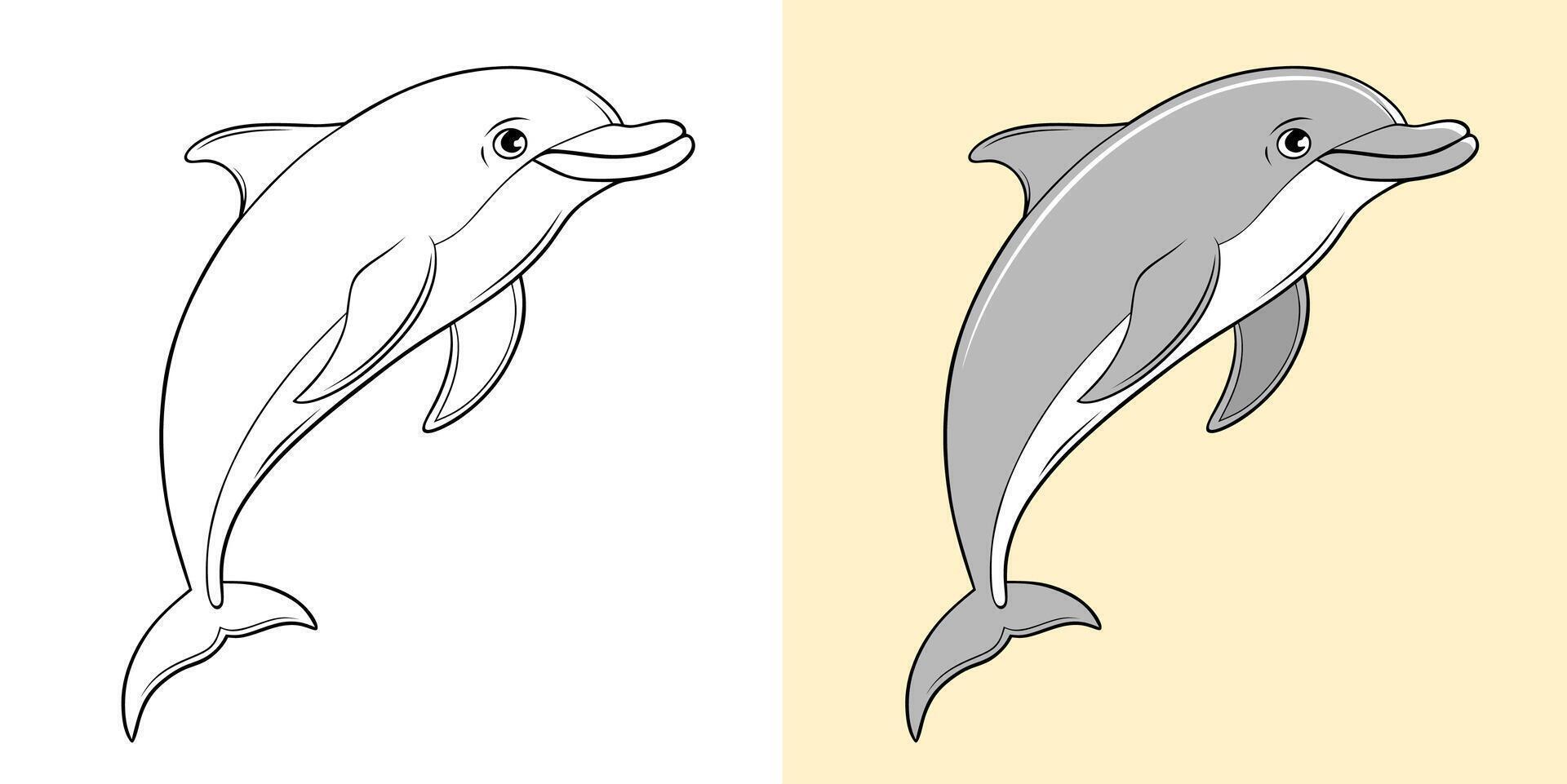 Dolphin Color and Line Art Illustration vector