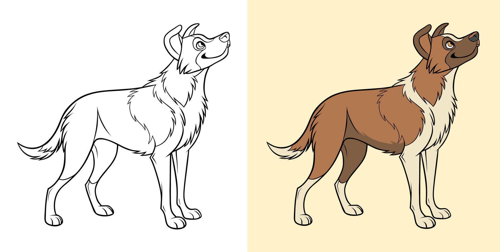 Dog Color and Line Art Illustration vector