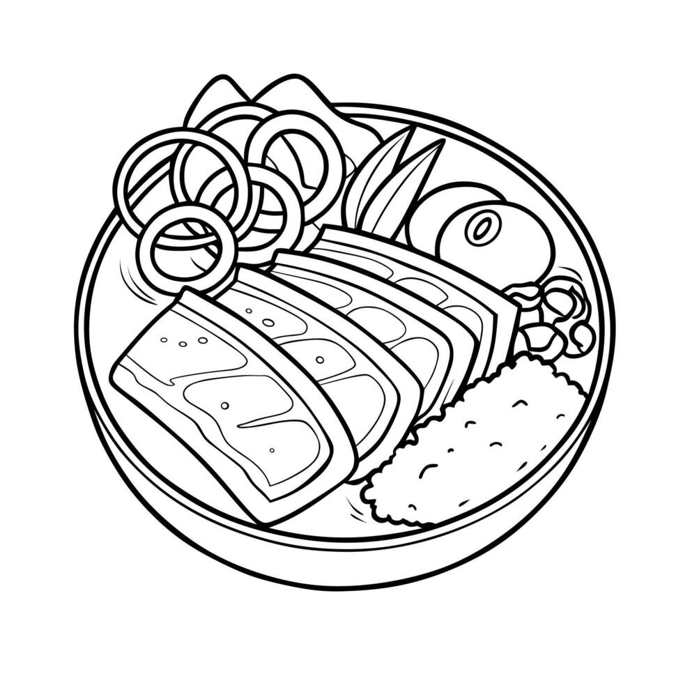 Samgyeopsal Line Art Korean BBQ Illustration vector