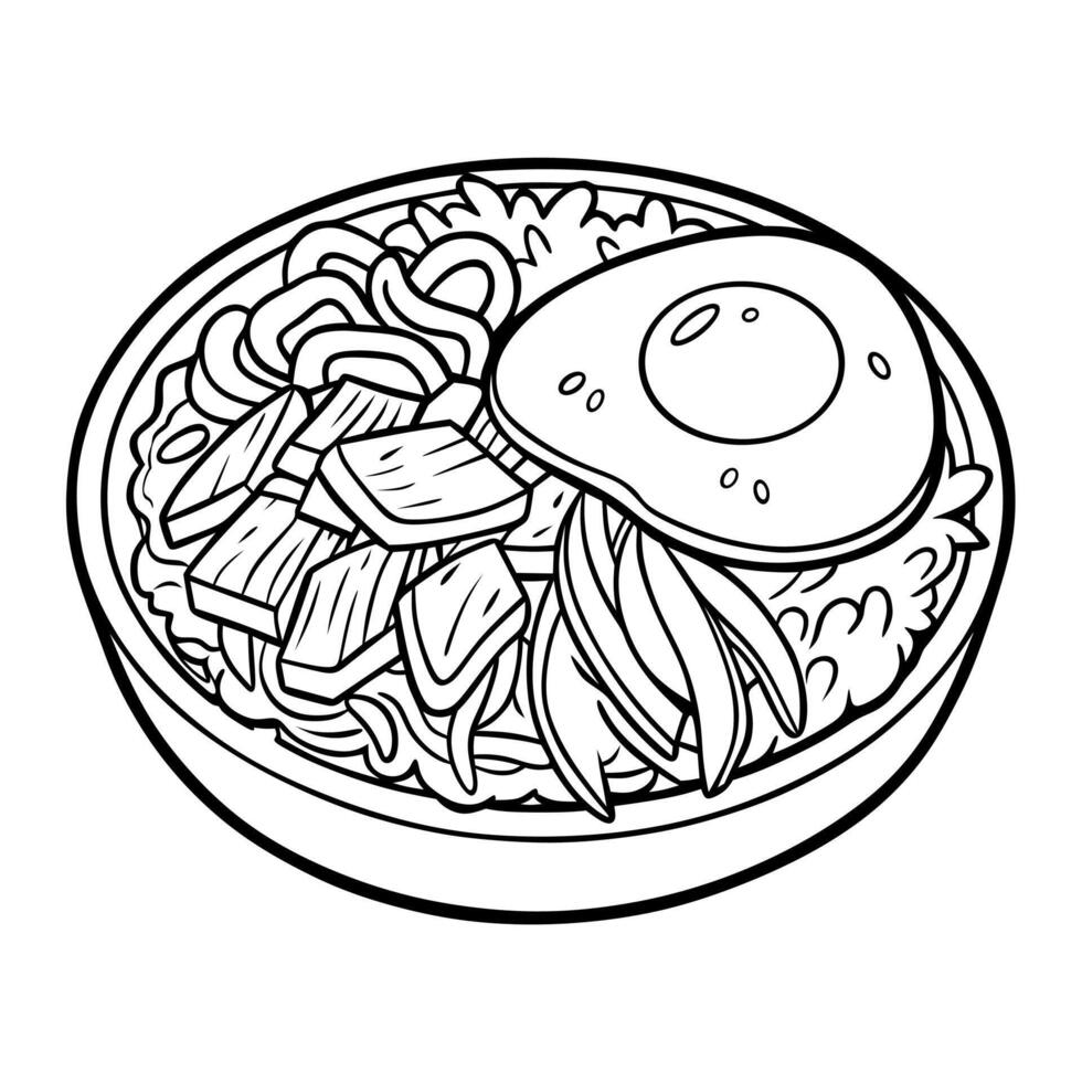 Kingbap Line Art Korean Sushi Roll Illustration vector