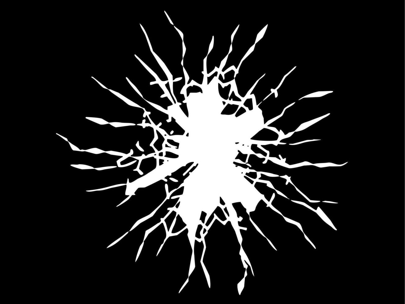 Abstract Explosion Silhouette. Abstract black and white effect of broken glass with cracks around vector