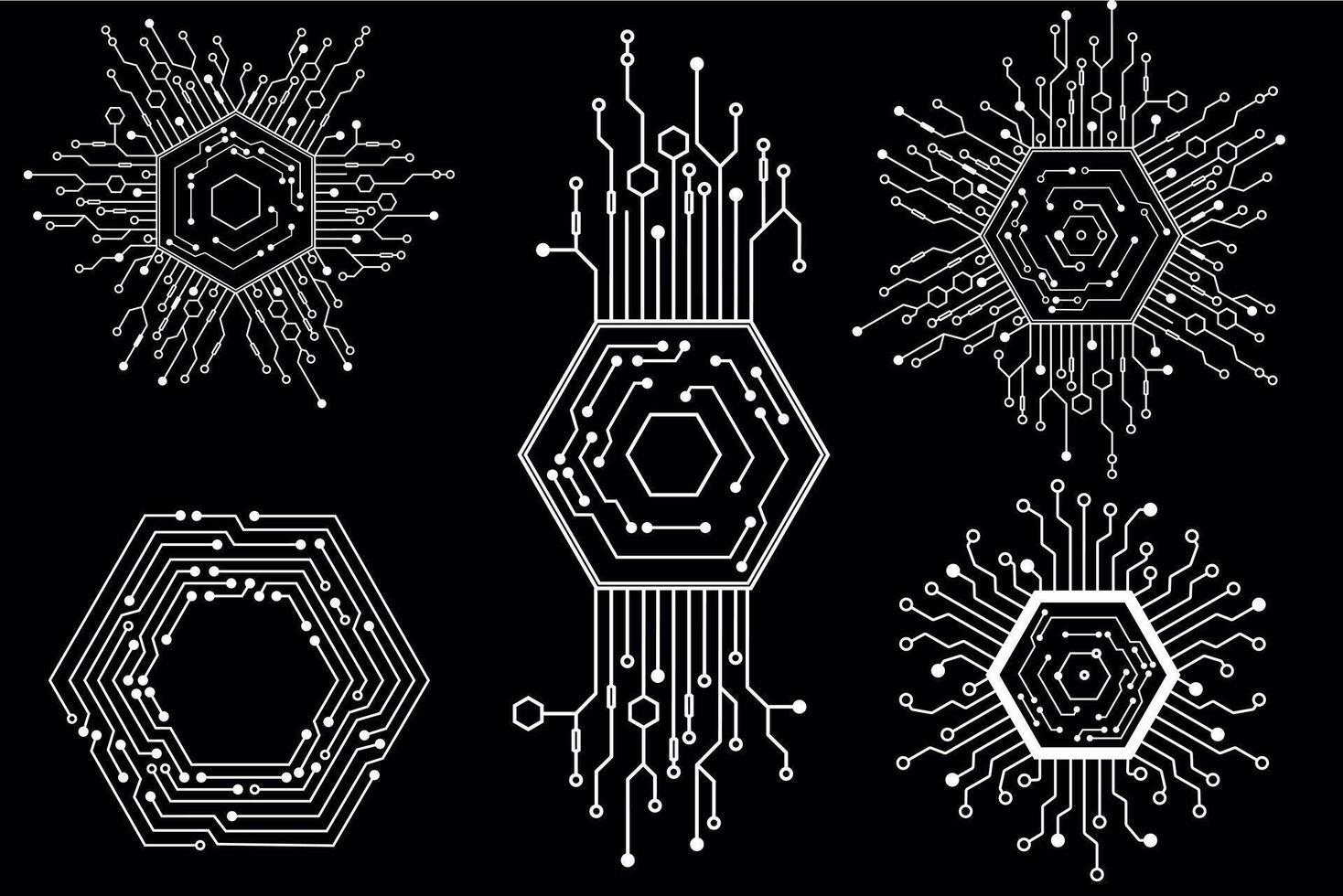 Tech Circuit Snowflake. Futuristic Digital Circuit Snowflake with Tech Design vector