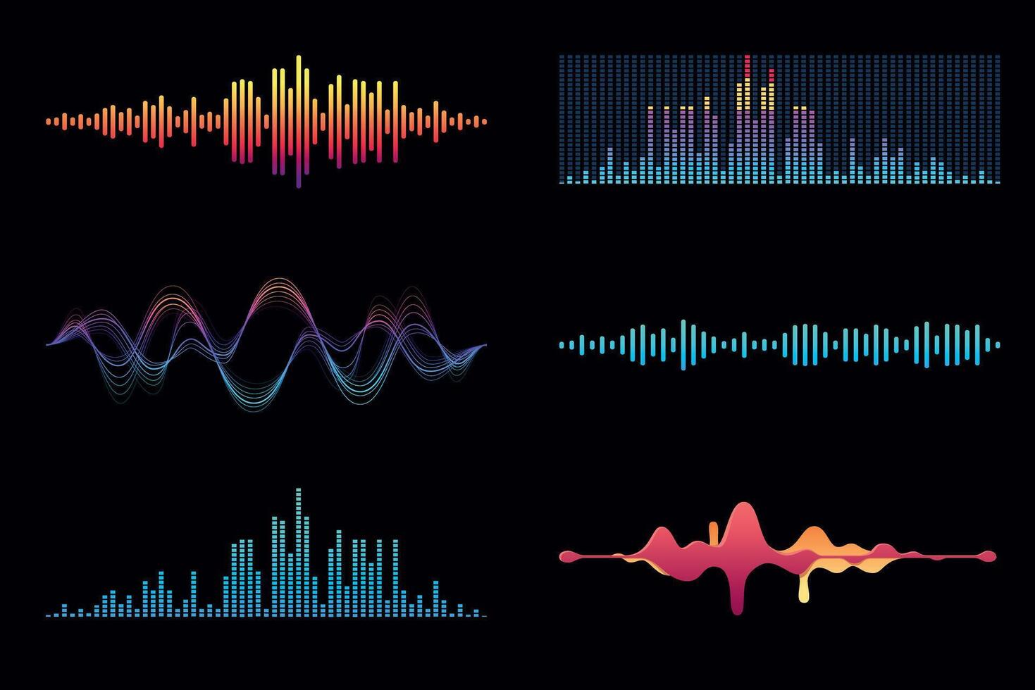 Abstract Sound Waves and Equalizer Visual Representation vector