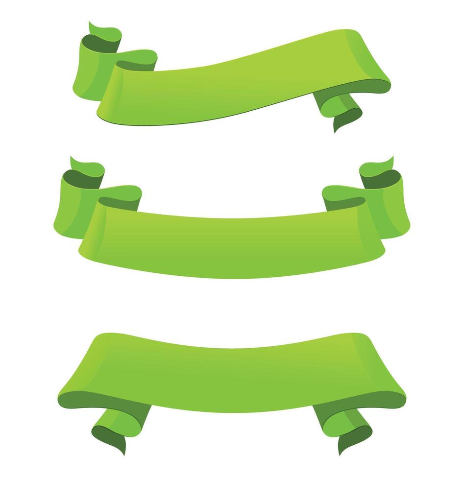 Green Ribbons and Banners Collection for Decorative Design vector