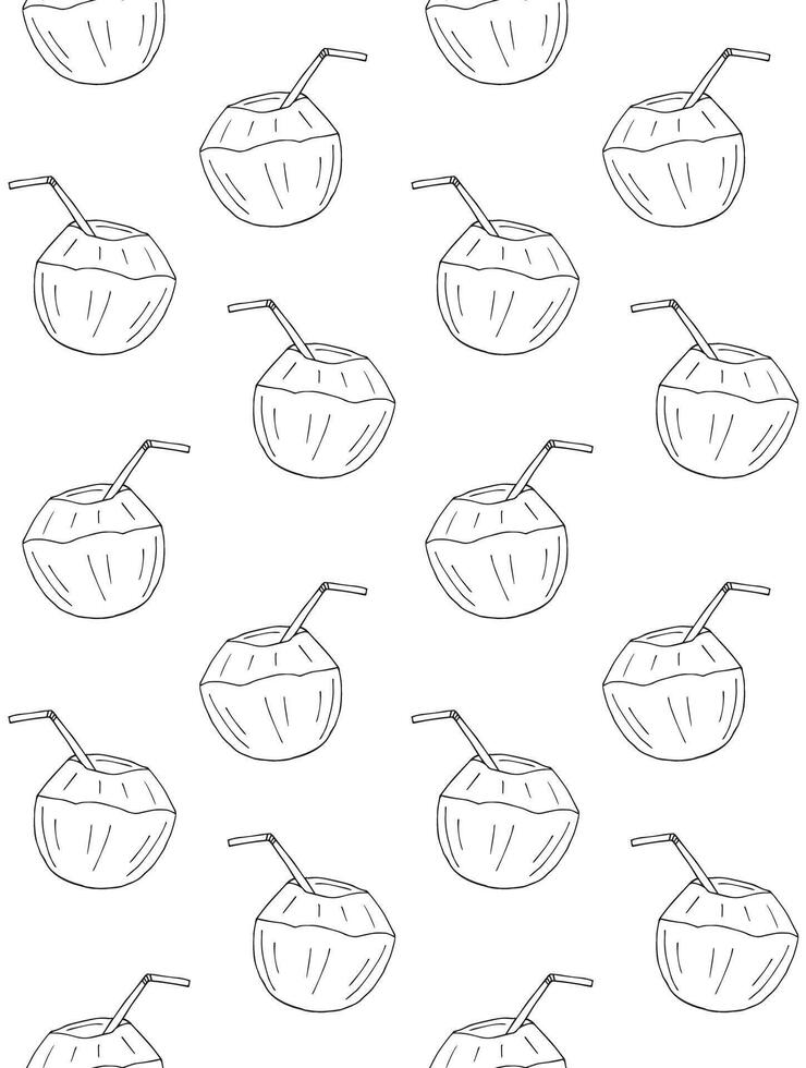 Seamless pattern of hand drawn sketch young coconut vector