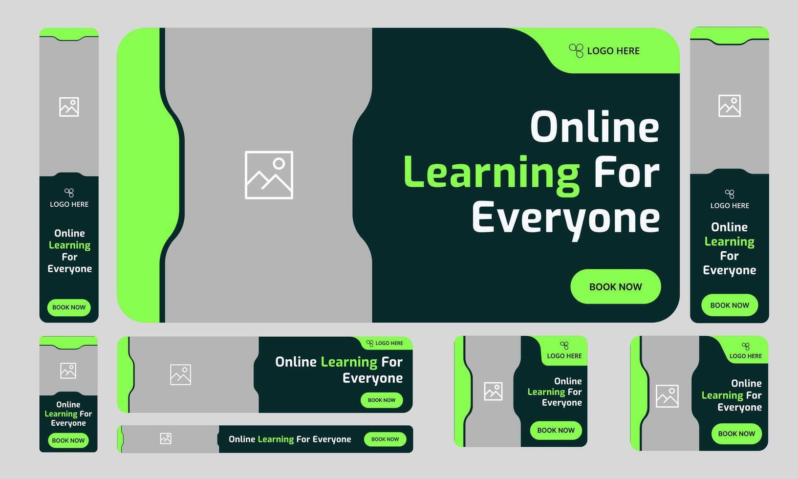 Best online learning platform web set banner design for social media post, daily learning web bundle banner design, fully editable eps 10 file format vector