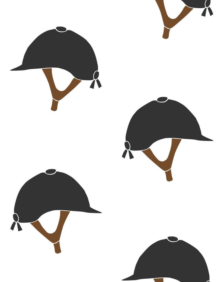 Seamless pattern of hand drawn doodle sketch horse riding equestrian helmet isolated on white background vector