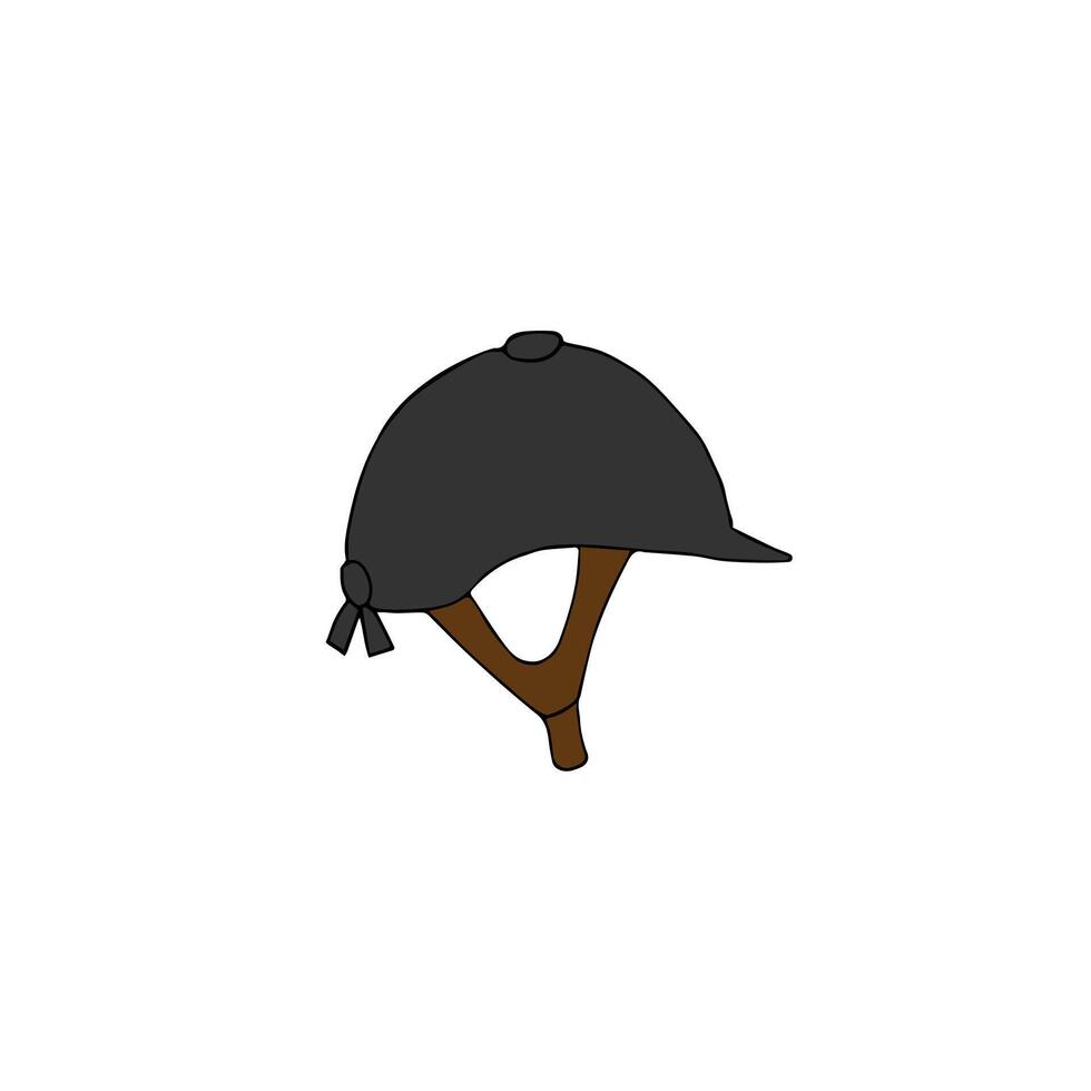 Hand drawn doodle horse riding equestrian helmet vector