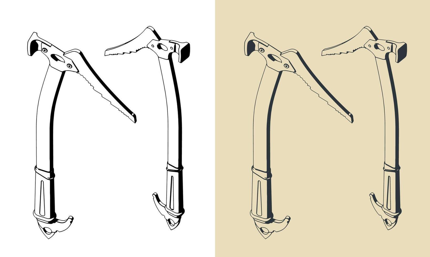 Ice axe illustrations vector