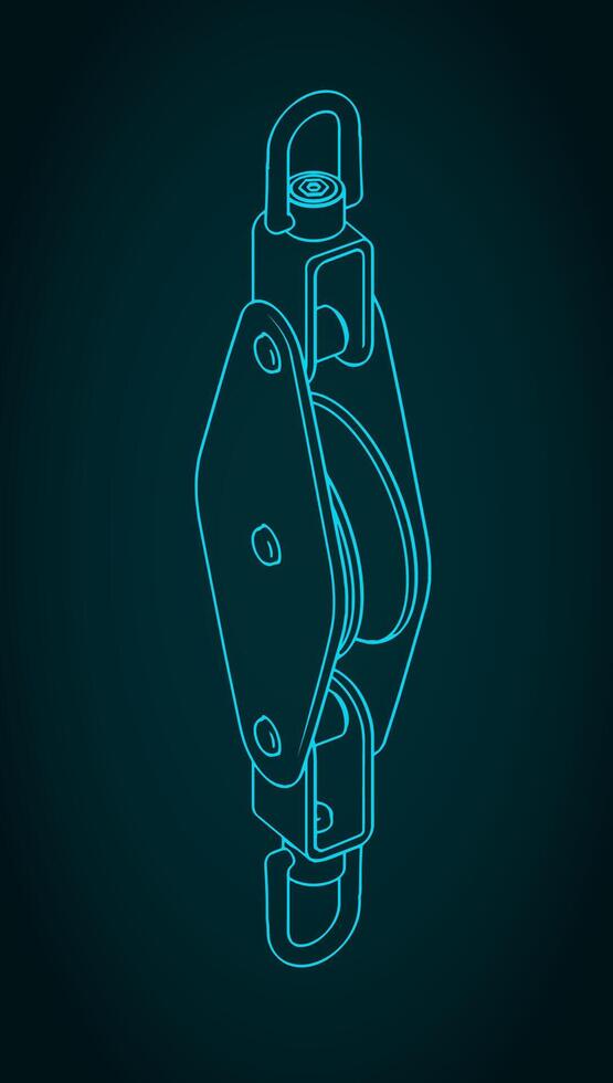 Single block for yacht rigging isometric blueprint vector
