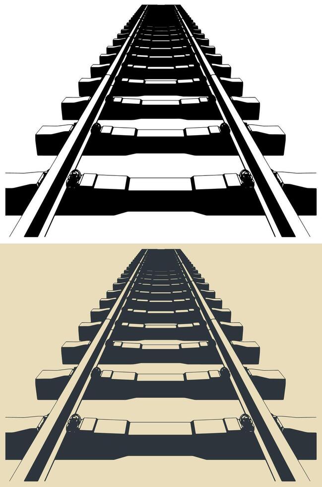 Railway tracks going into the distance vector