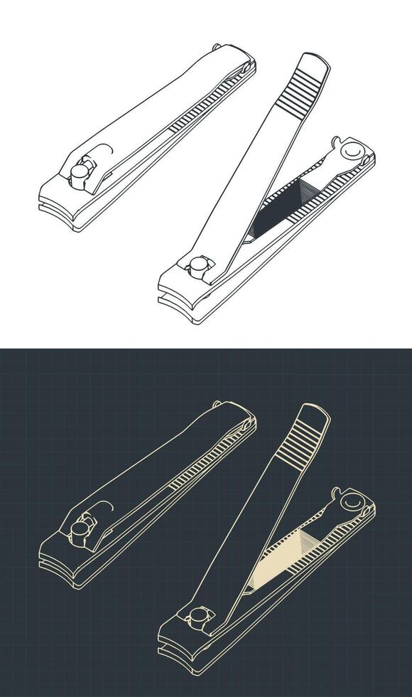 Nail clipper isometric blueprints vector