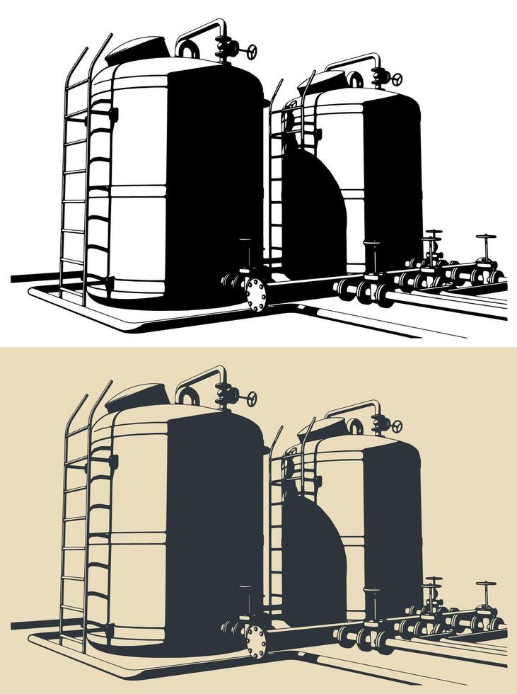 Water storage tanks illustrations vector