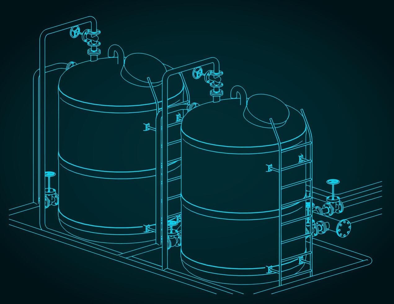 Water storage tanks blueprint illustration vector