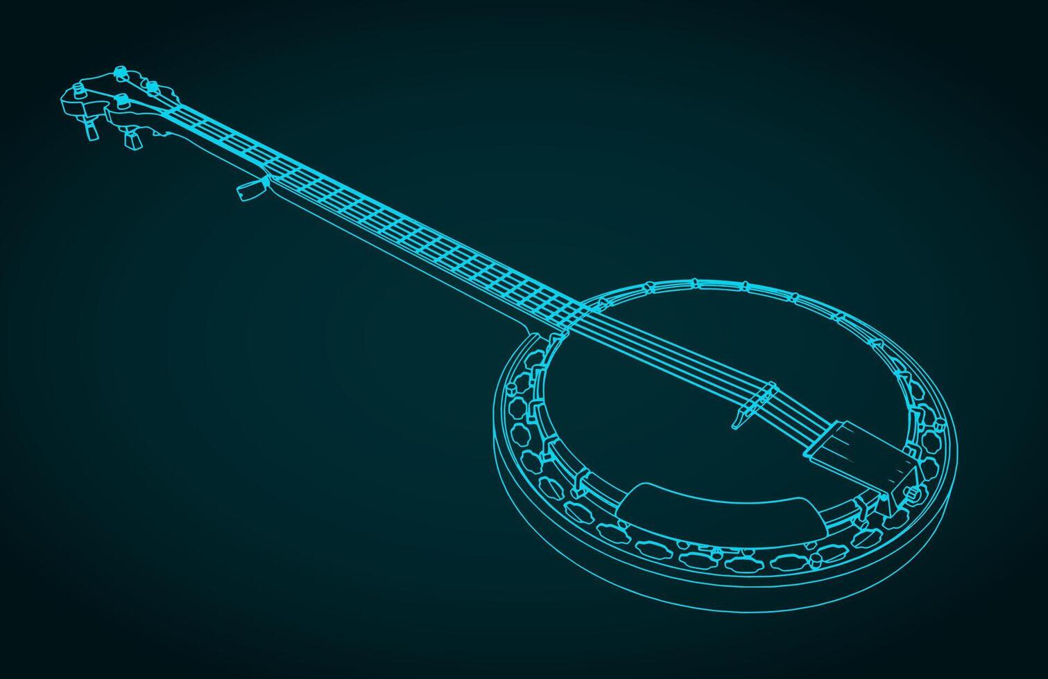 Banjo stylized illustration vector