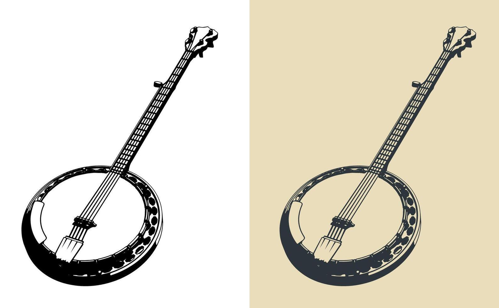 Banjo stylized illustrations vector