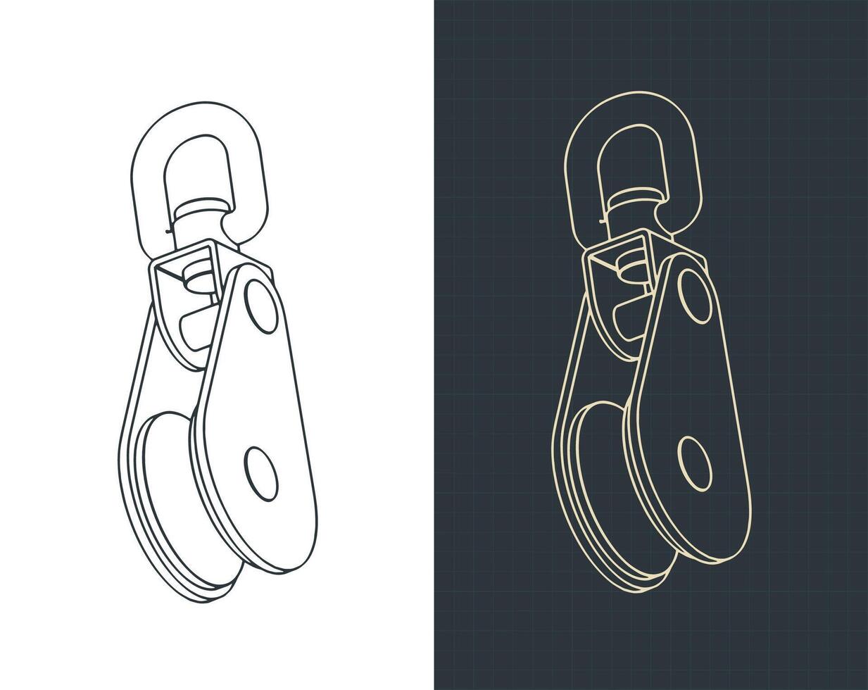 Single block for rigging isometric blueprints vector