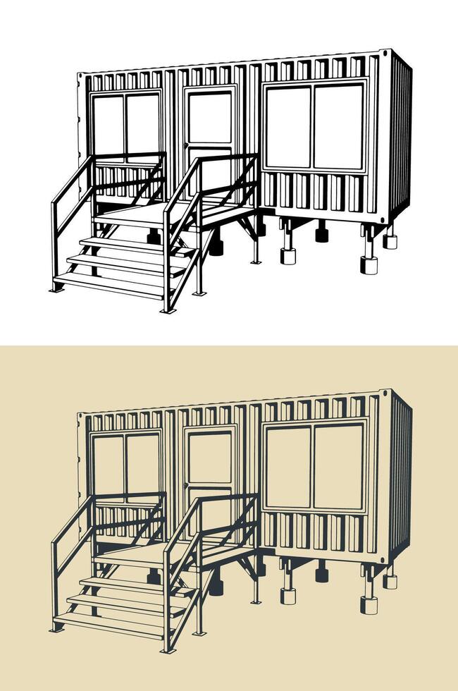 Container house converted from a shipping container vector