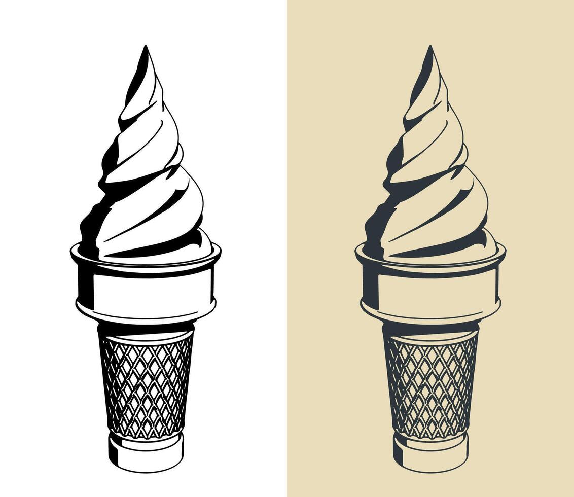 Ice cream in a waffle cone vector