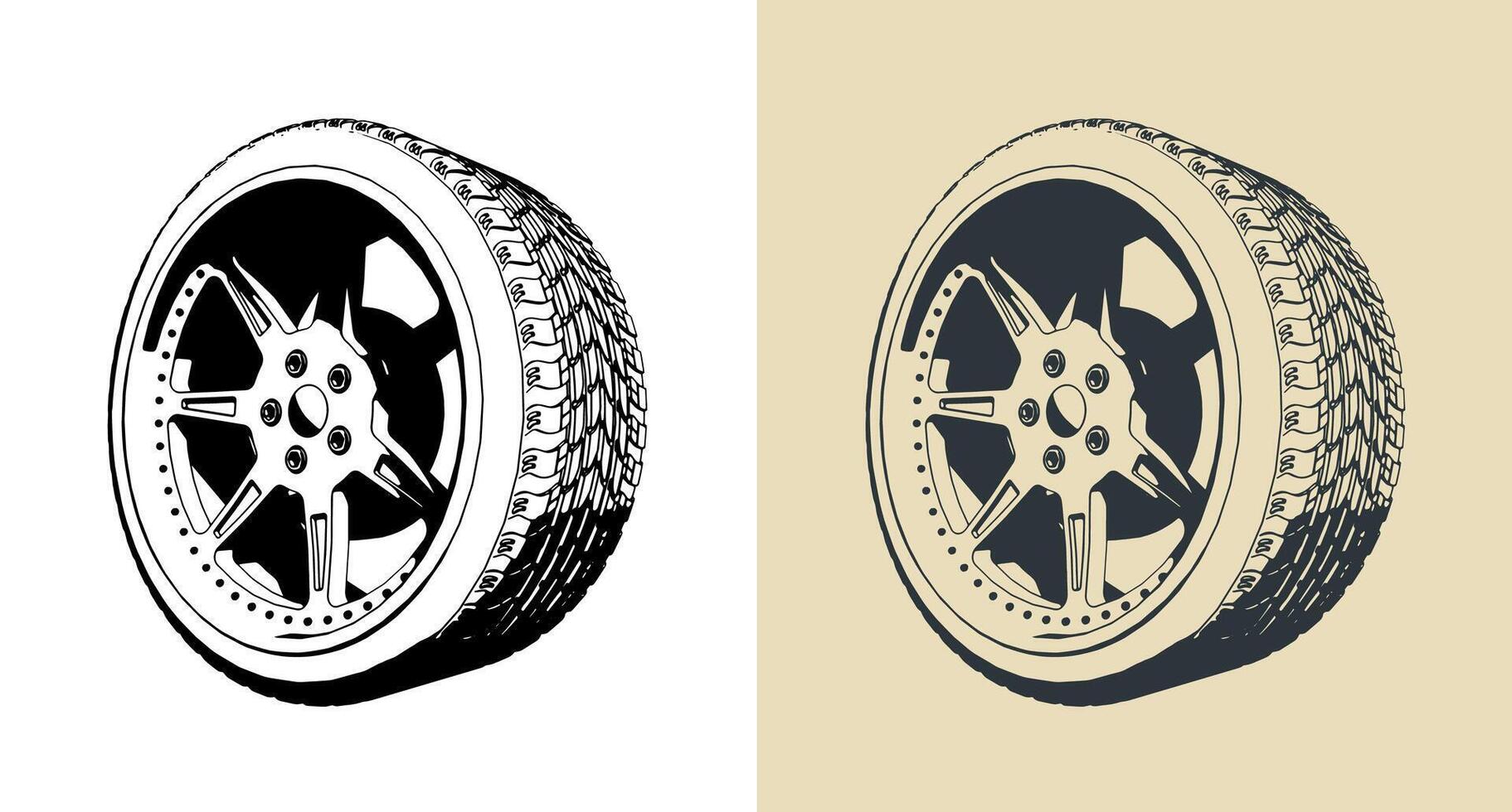 Car wheel illustrations vector