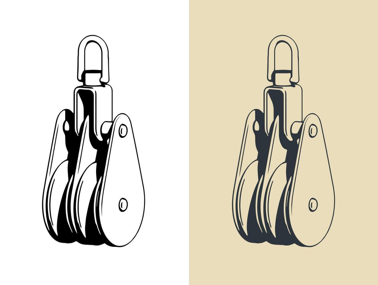 Double blocks for yacht rigging vector