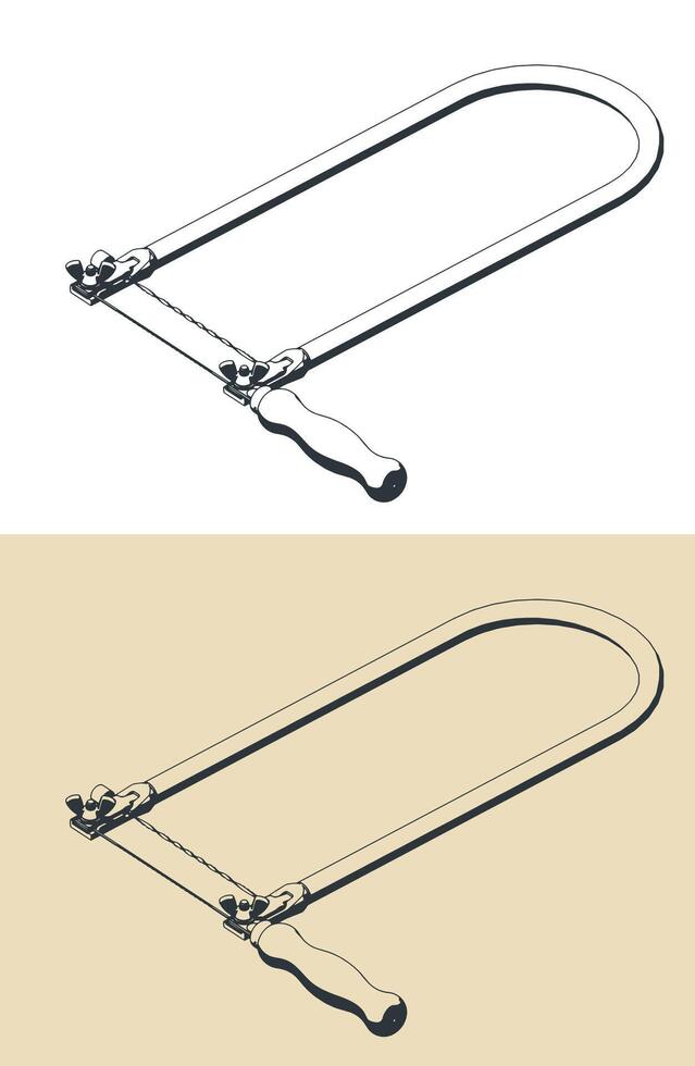 Fretsaw stylized illustrations vector