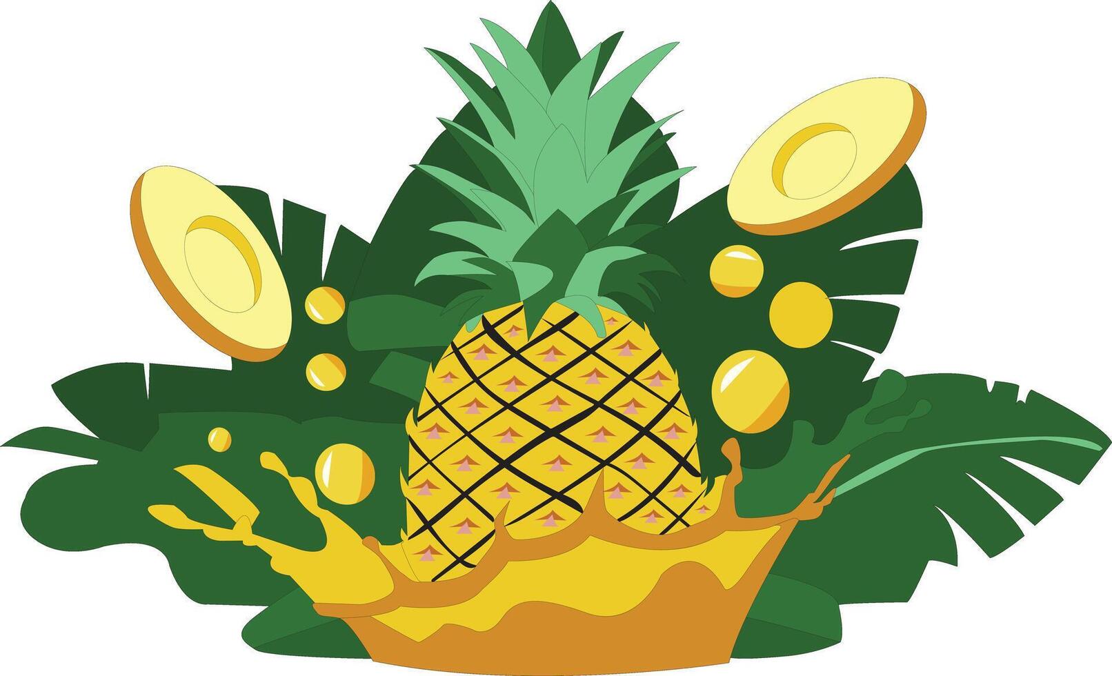 A Fruits Drink Pineapple Hand drwing Minimalist color vector