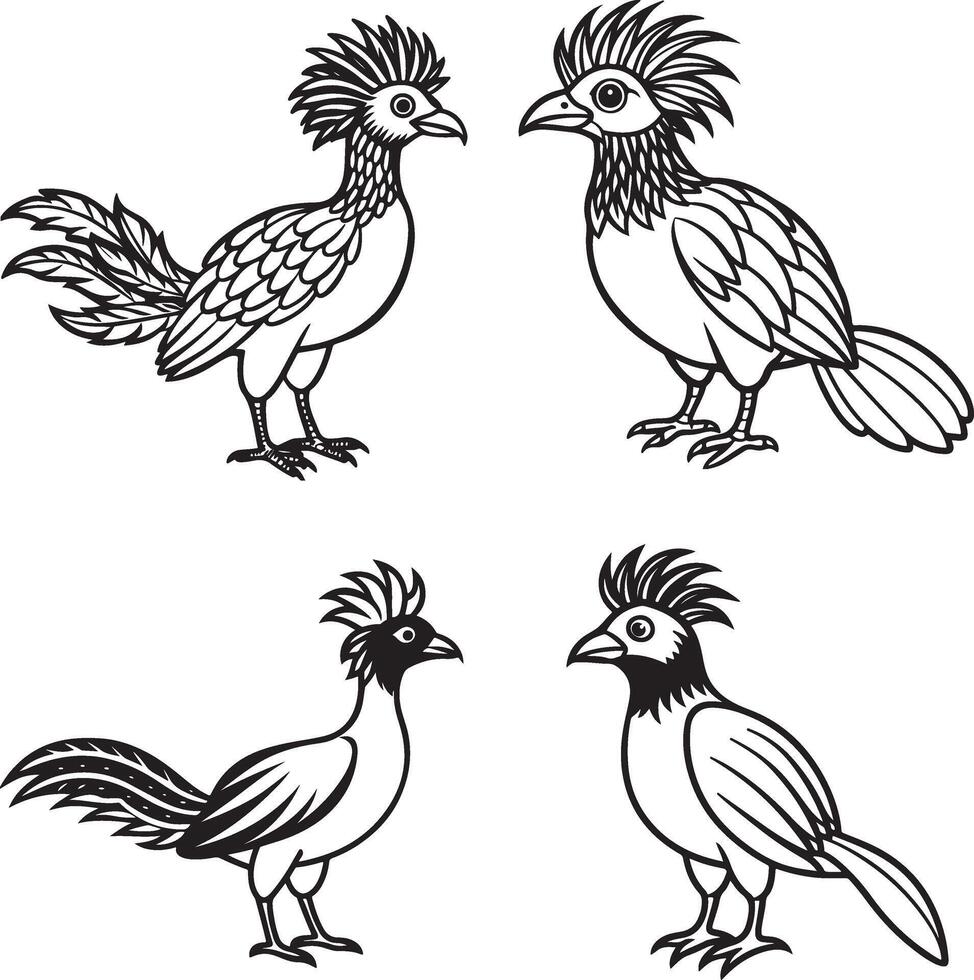 paradise line art bird silhouette image set vector