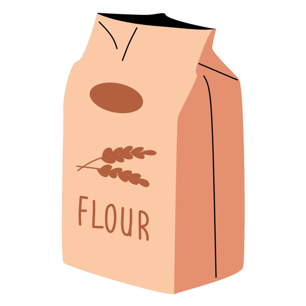 illustration of flour. Wheat flour in a package. vector