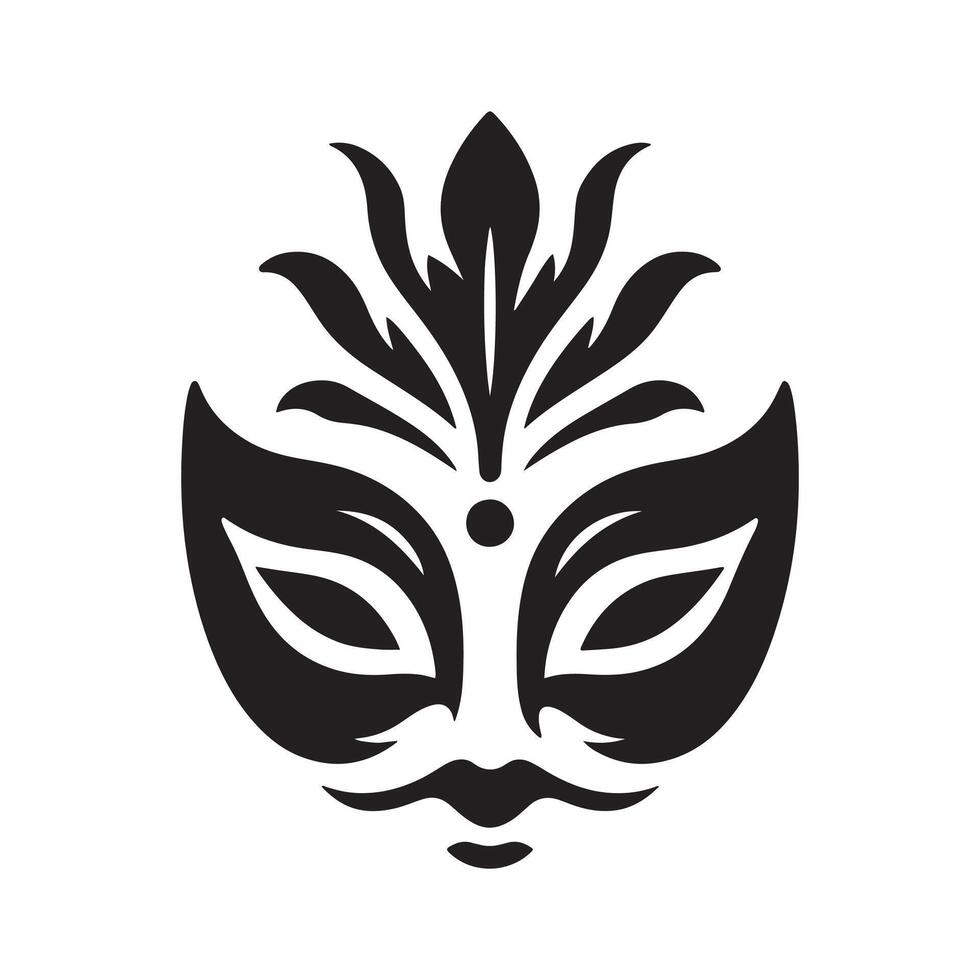 Minimalist Black Venetian Mask Timeless Carnival Style vector