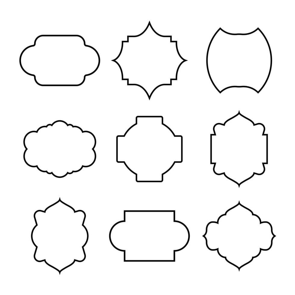 Islamic decorative outline shape collection vector