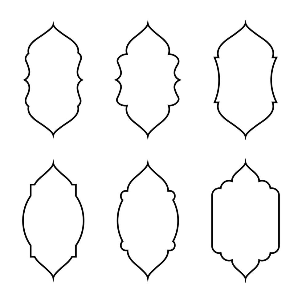 Islamic window shape outline collection vector