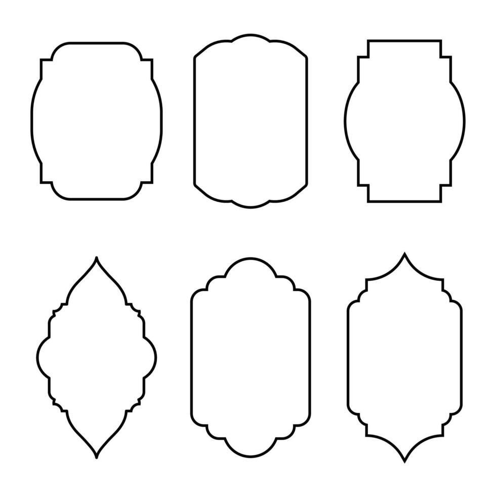 Islamic window shape outline set vector