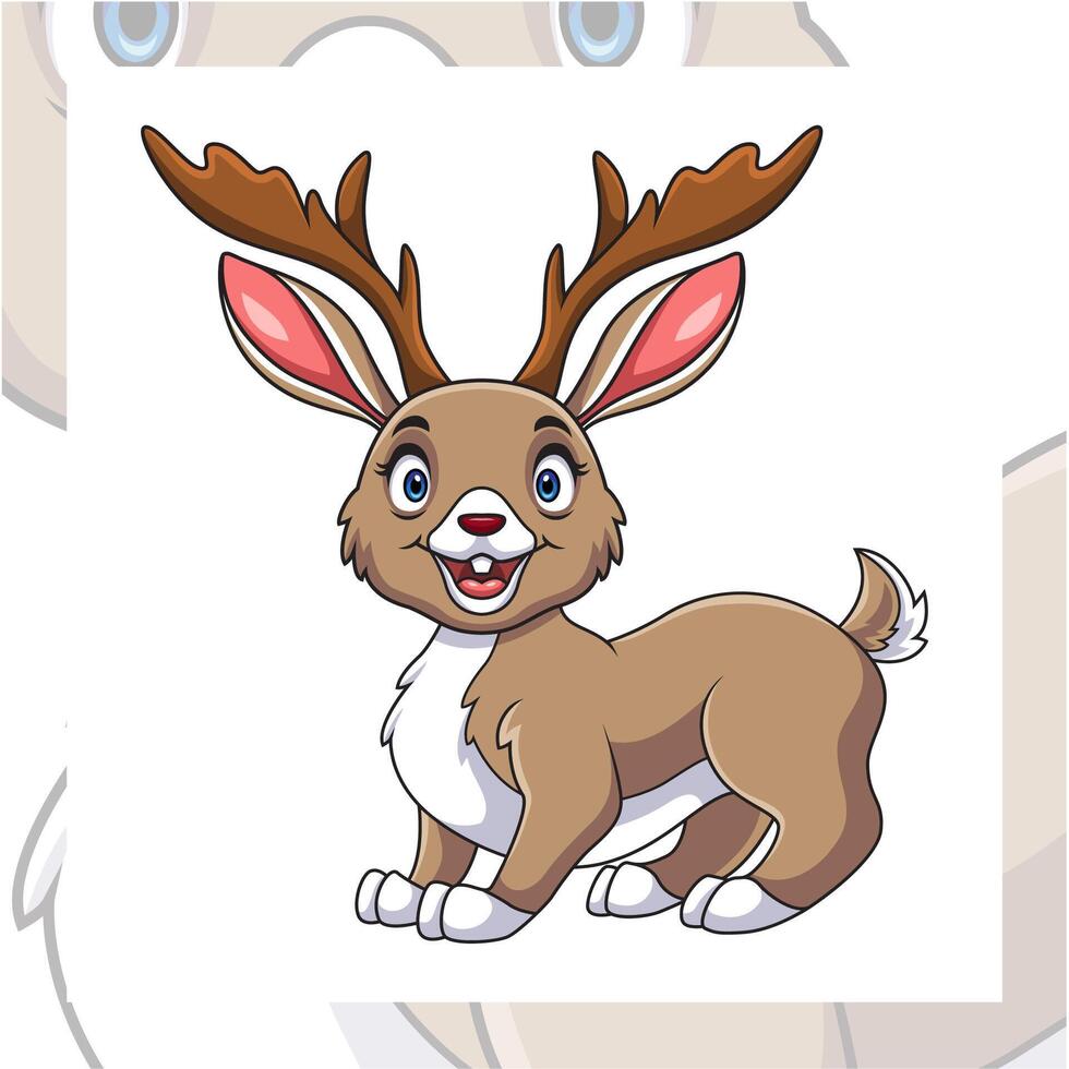 Jackalope cartoon mascot character design vector