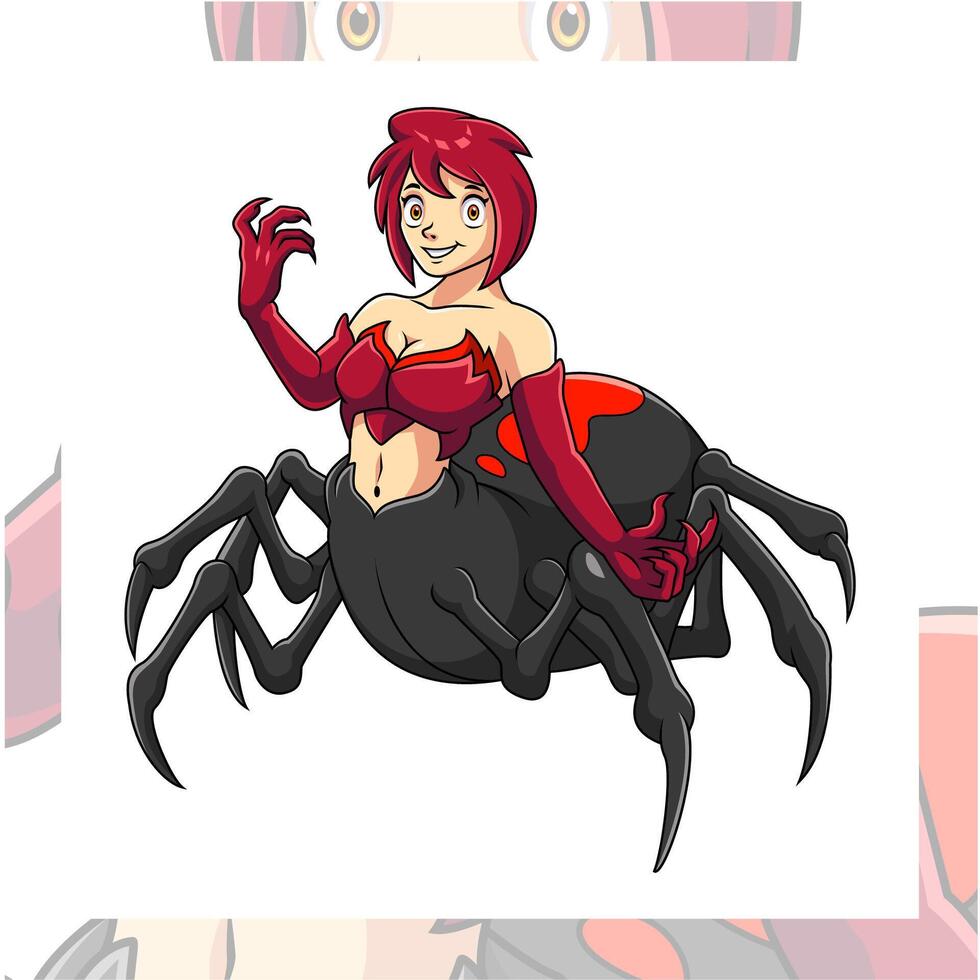 Arachne cartoon mascot character design vector