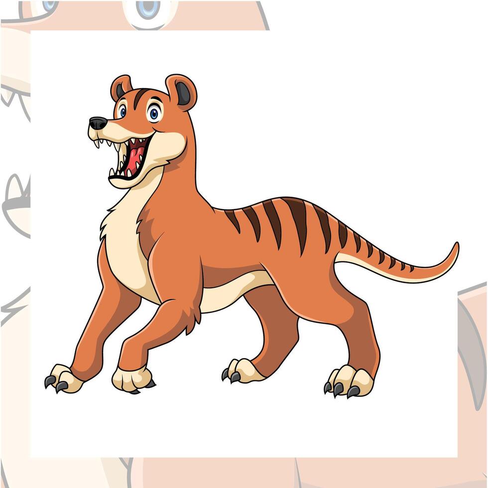 Tazmanian tiger cartoon character design vector