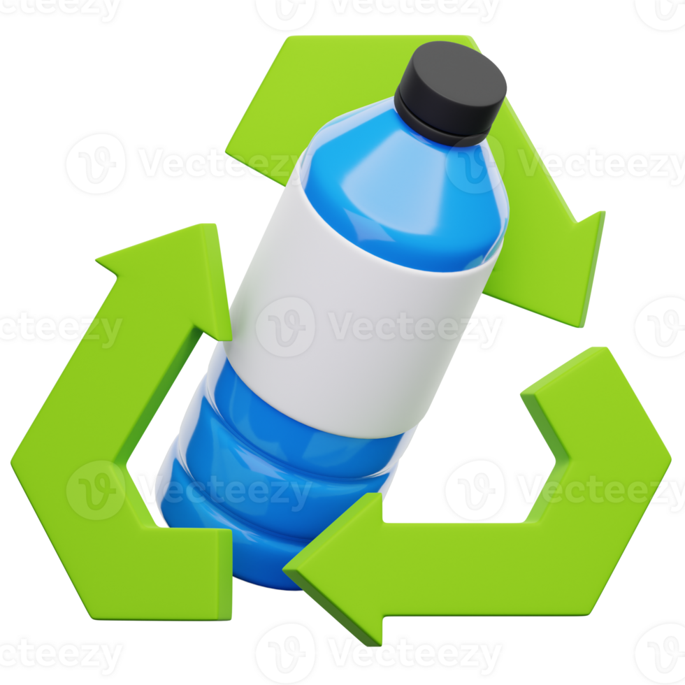 A bottle of water and a recycling symbol png