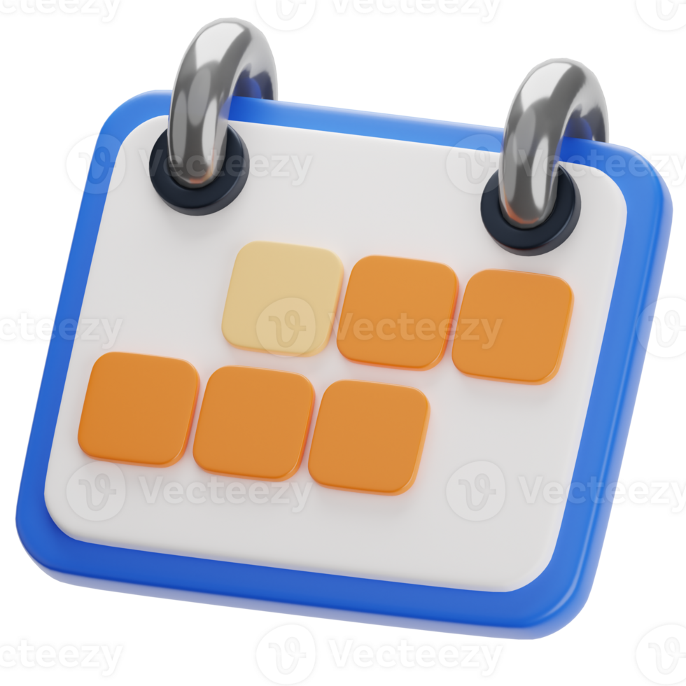 A calendar with orange and blue squares on it png