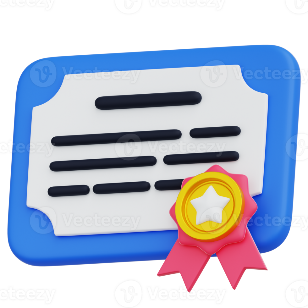 A certificate with a star and ribbon on it png