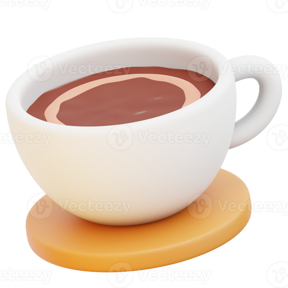 A cup of hot chocolate is shown on a table png