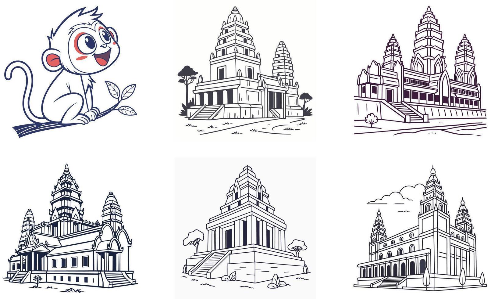 Angkor wat temples, cambodia, cambodia, cambod vector