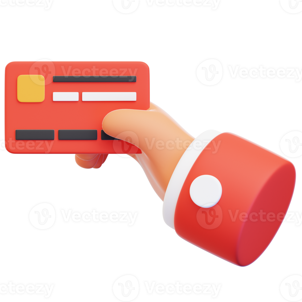 A hand holding a credit card with a red stripe png