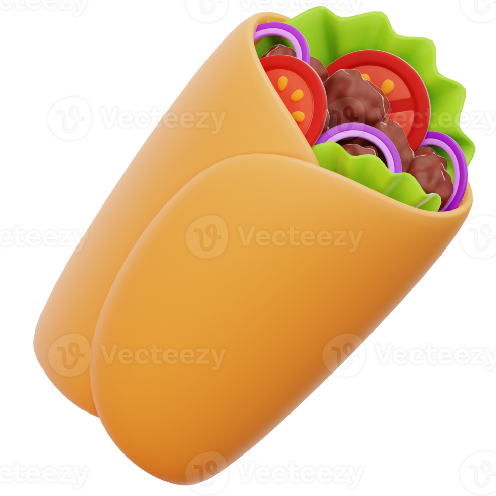 A taco with meat and vegetables on it png